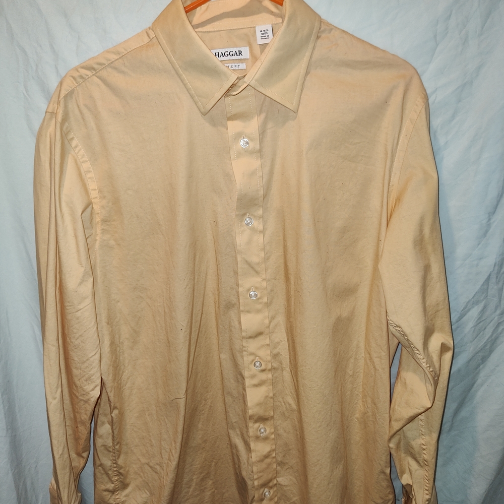 Haggar Men's Orange Cream Dress Shirt